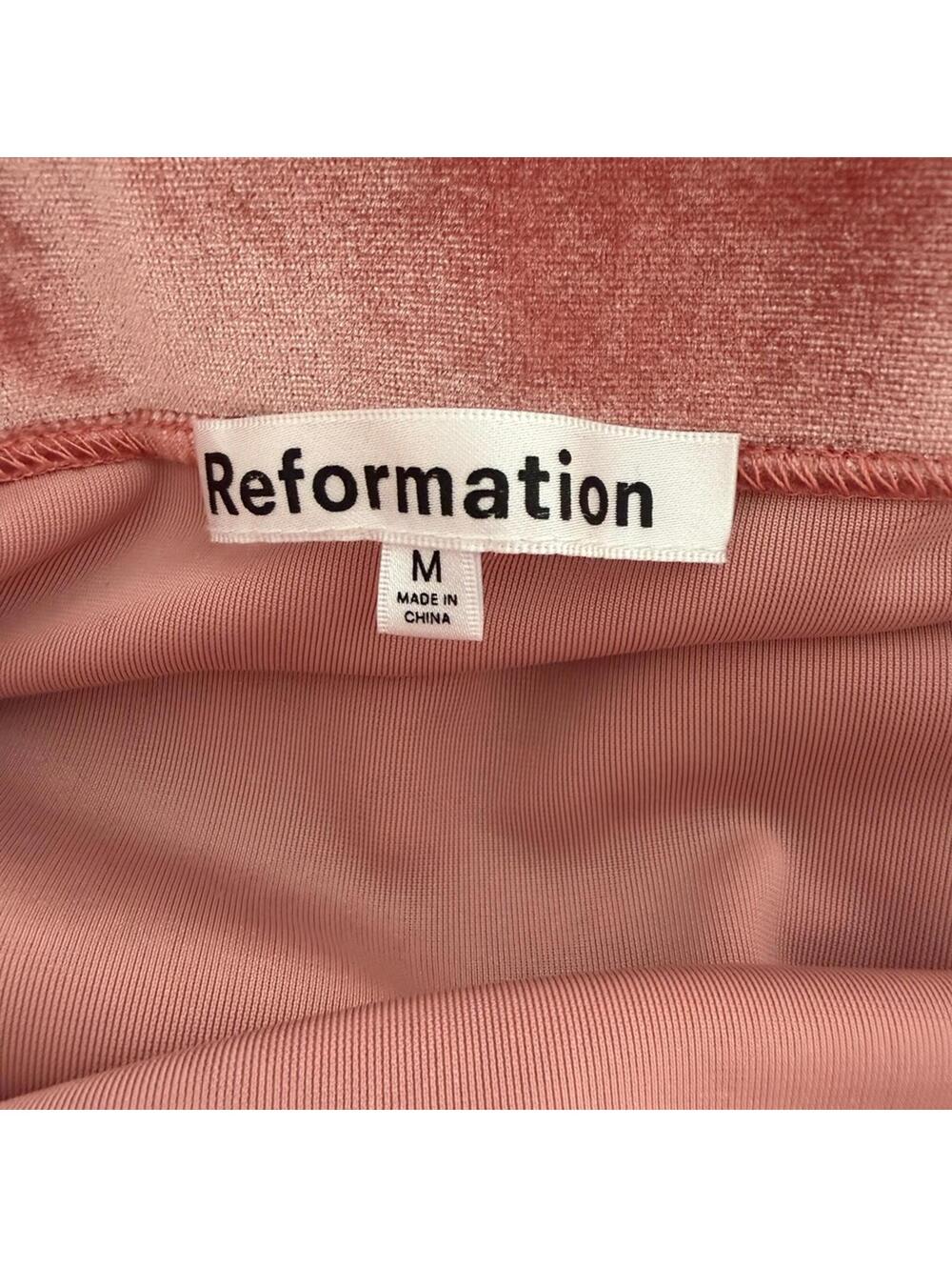 REFORMATION Two-Piece Skirt Top Set Medium "Adalynn" Knit Blush Pink Velvet New - Picture 9 of 9